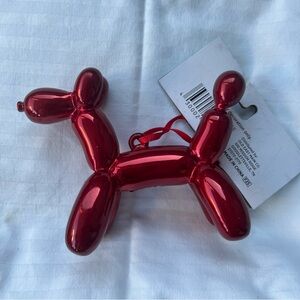 Red Balloon Dog Large Metallic Christmas Tree Ornament New 4.5” Long